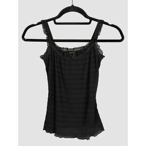 Acacia Black Lace Camisole Sheer Stretchy Knit Tank Top Size XS